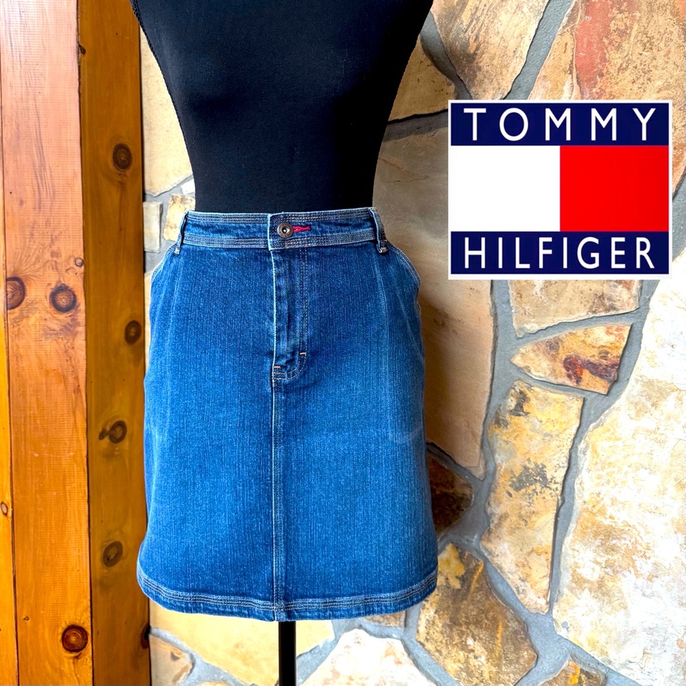 TOMMY HILFIGER Vintage Denim Carpenter Skirt (14)